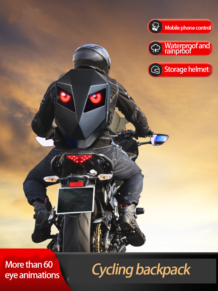 Motorcycle Helmet Backpack Waterproof Led - Zaino da moto, borsa per casco