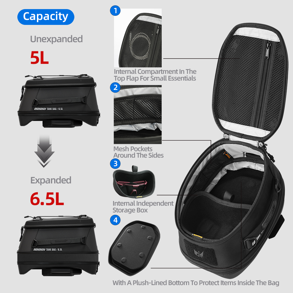 Rhinowalk Borsa da serbatoio m - Motorcycle Tank Bag Magnetic Quick Release recensione e prezzo