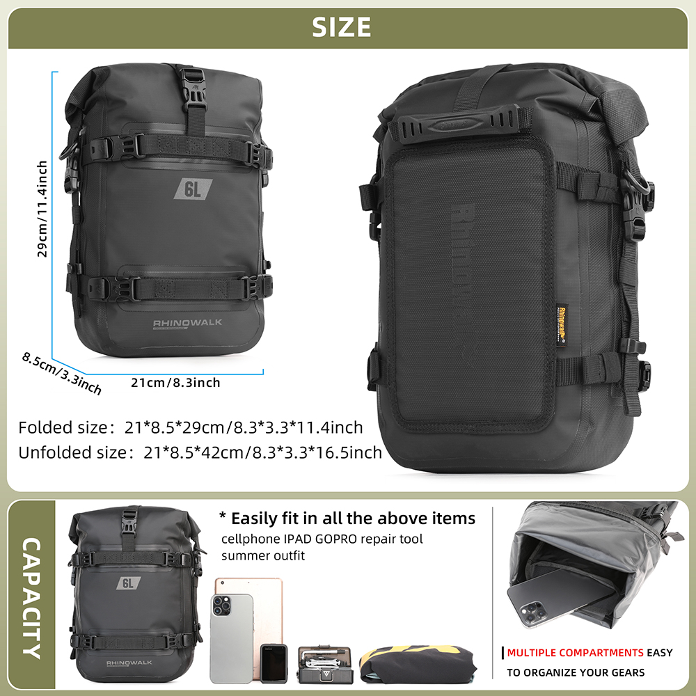 Rhinowalk 2 PCS Borsa per barr - Motorcycle Crash Bar Waterproof Dry Bag recensione e prezzo