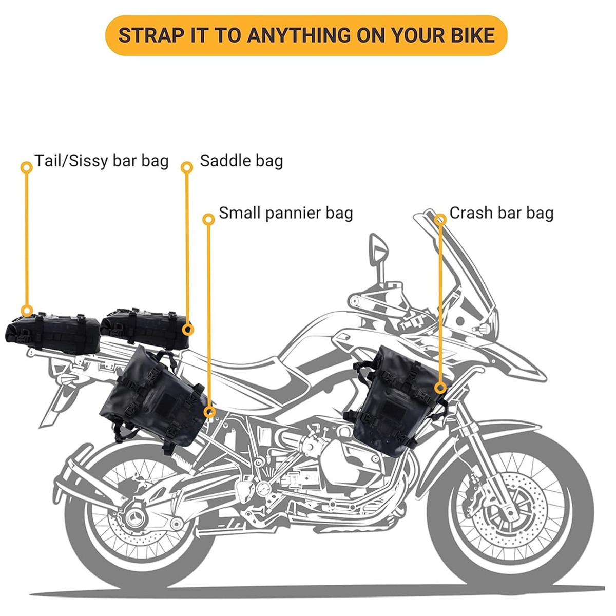 Borsa da moto ADV per barra pa - Motorcycle Crash Bar Waterproof Dry Bag recensione e prezzo